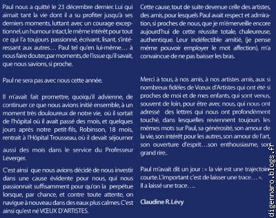 texte �crit par Claudine LEVY paru dans le journal de VDA 2004